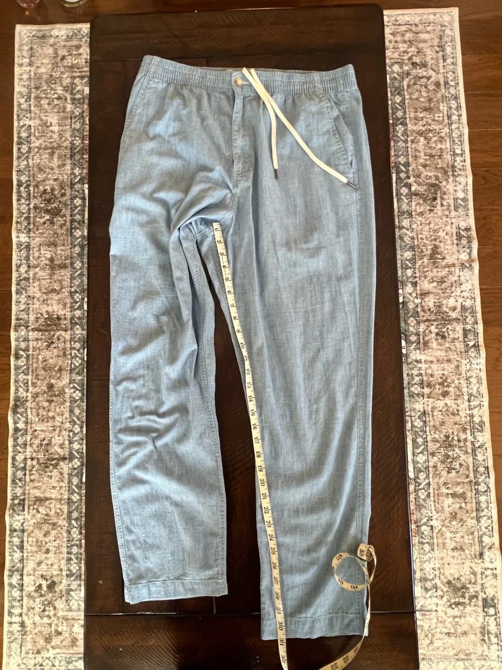Polo Ralph Lauren Classic Fit Chambray Drawstring Pants XL Blue Cotton Beach